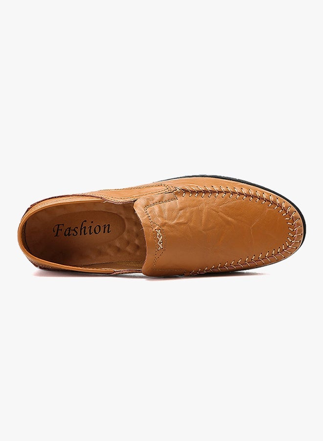 Leather Pull On Loafers Light Brown - Image 1
