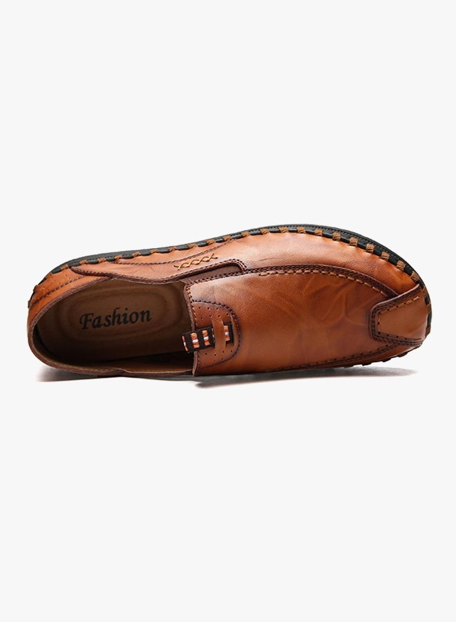 Leather Pull On Moccasins Light Brown  - Image 1