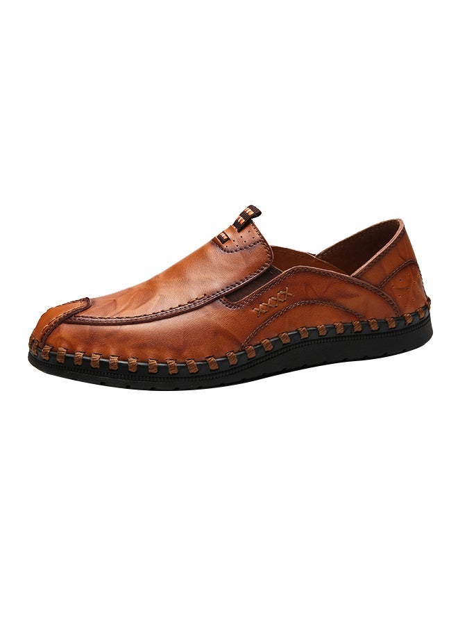 Leather Pull On Moccasins Light Brown  - Image 3