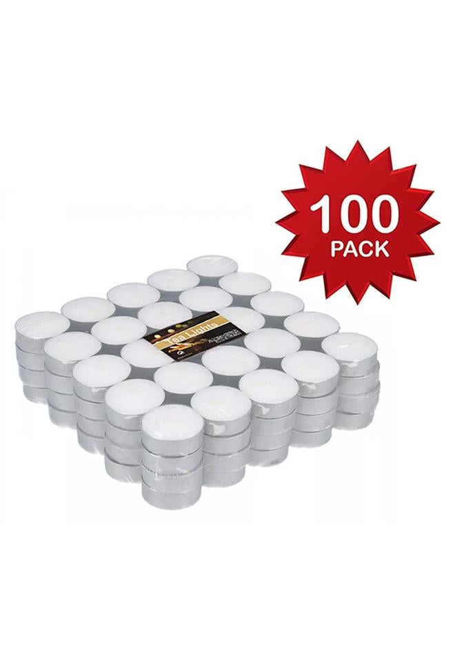 Tea Light 100-Piece Candle White/Silver 38mm - Image 1