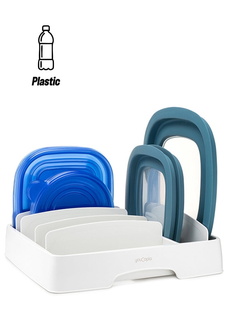 YouCopia YouCopia Stora Lid Adjustable Food Container Lid Organizer for Kitchen Cabinet Storage, Medium, 50083 White 27.3x28.9x8.3cm  - Image 1