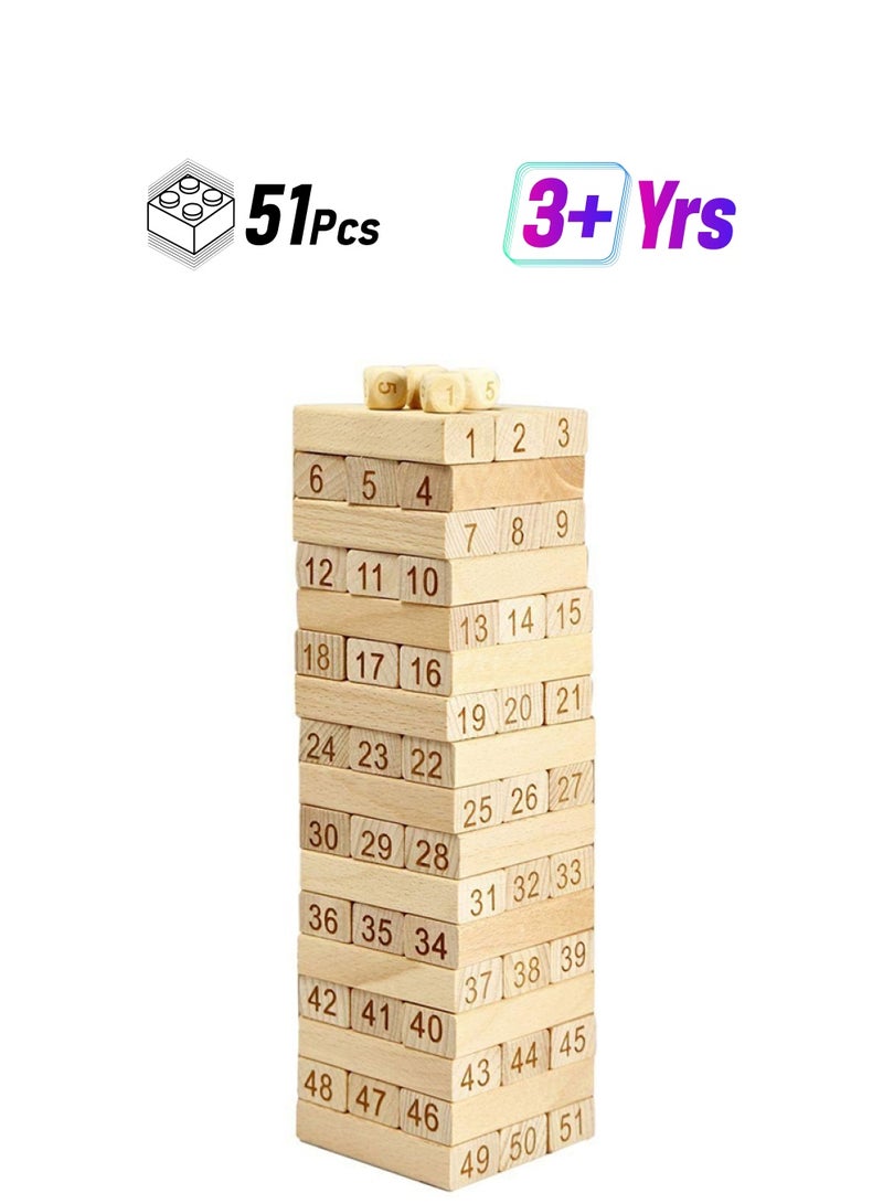 Alostoura 51-Piece Beech Wood Jenga Set 51  - Image 1