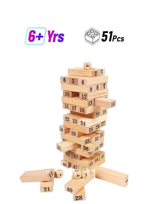 51-Piece Block Jenga Game Set 51