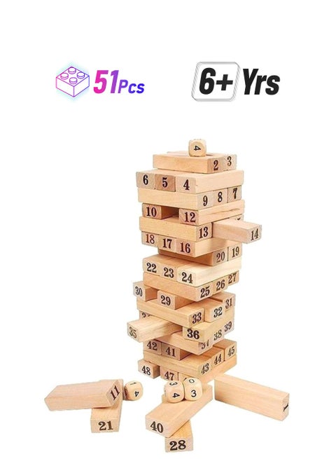 51-Piece Block Jenga Game Set 51