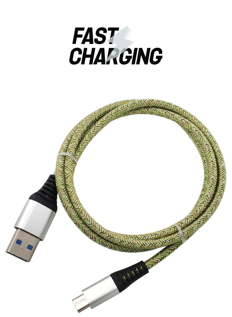 Micro USB Fast Charging Cable Green/Platinum - Image 1