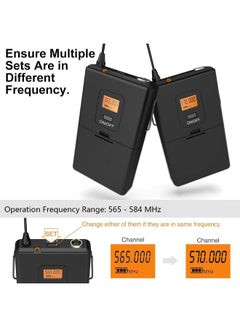 FIFINE 20-Channel UHF Wireless Lavalier Lapel Microphone System With Bodypack Transmitter, Mini XLR Female Mic And Portable Receiver, 1/4 Inch Output. K037 Black  - Image 2
