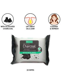 BEAUTY FORMULAS 25-Sheet Charcoal Detox Facial Wipes  - Image 3
