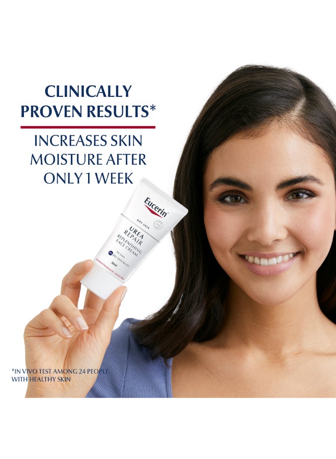 Eucerin - Urearepair Plus 5% Urea Face Cream With Ceramide And Lactate Suitable For Mature And Diabetic Skin, Dry And Dry Skin White 50ml - Image 1