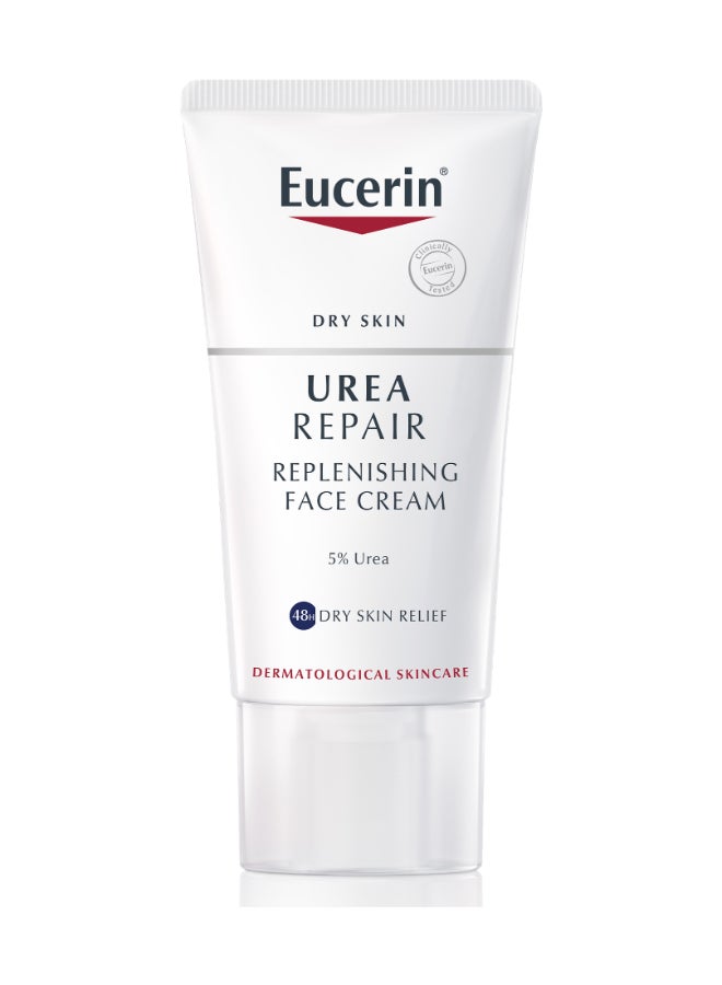 Eucerin - Urearepair Plus 5% Urea Face Cream With Ceramide And Lactate Suitable For Mature And Diabetic Skin, Dry And Dry Skin White 50ml - Image 1