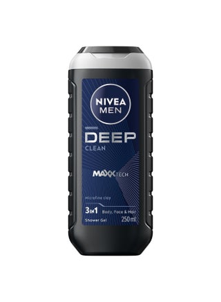 Men Deep Shower Gel 3In1 Body Wash With Micro-Fine Clay Andwoody Scent For Body Face And Hair black 250ml - view 2