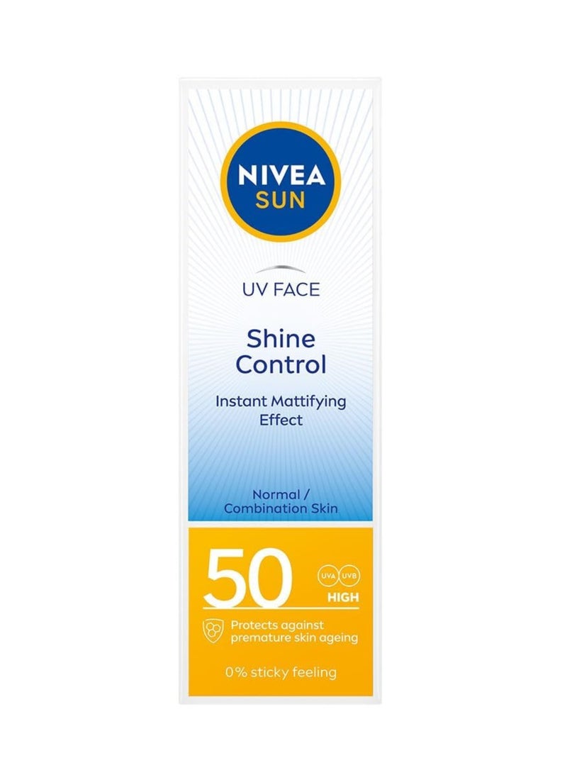 Nivea UV Face Shine Control SPF 50 Sun Protection 50ml - Image 1