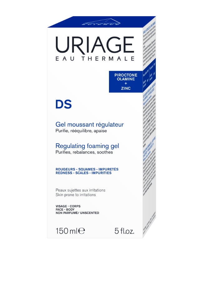 Uriage DS Regulating Foaming Gel with Purifying Agents & Thermal Water - Cleansing Gel for Irritated Skin - 150ml 150ml - Image 2