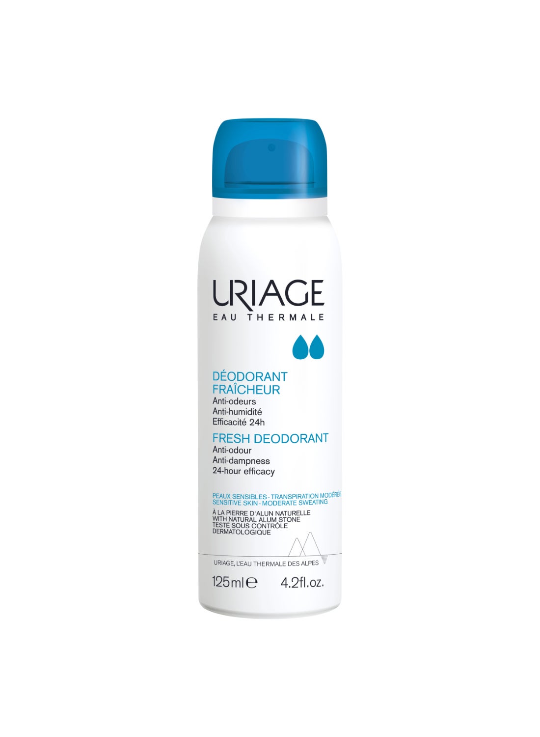 Uriage Fresh Deodorant 24 Hour Mineral Odor And Perspiration Protection Alum Stone And Sweet Almond Oil Alcohol Free Gentle Underarm Care 125 ml