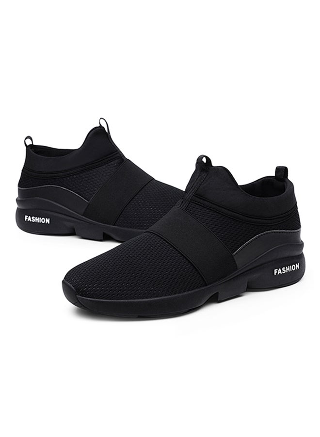 Mesh Detailed Pull On Running Shoes Black - Image 3