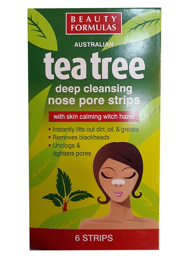 BEAUTY FORMULAS Tea Tree Deep Cleansing Nose Pore Strips 6 Count White 6 Strips - Image 1