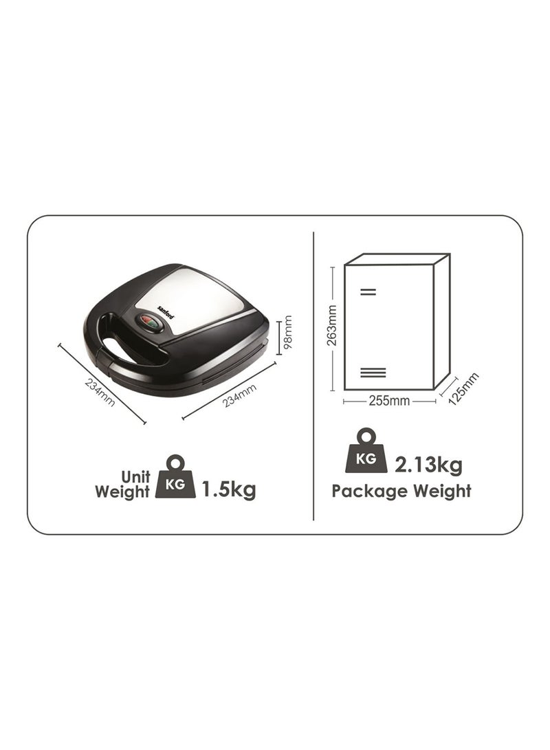 Sanford 3-in-1 Detachable Multi Toaster with Thermostatic Control, Non-Stick Plates for Sandwiches, Waffles and Grilling 750 W SF9955DMT Black  - Image 5