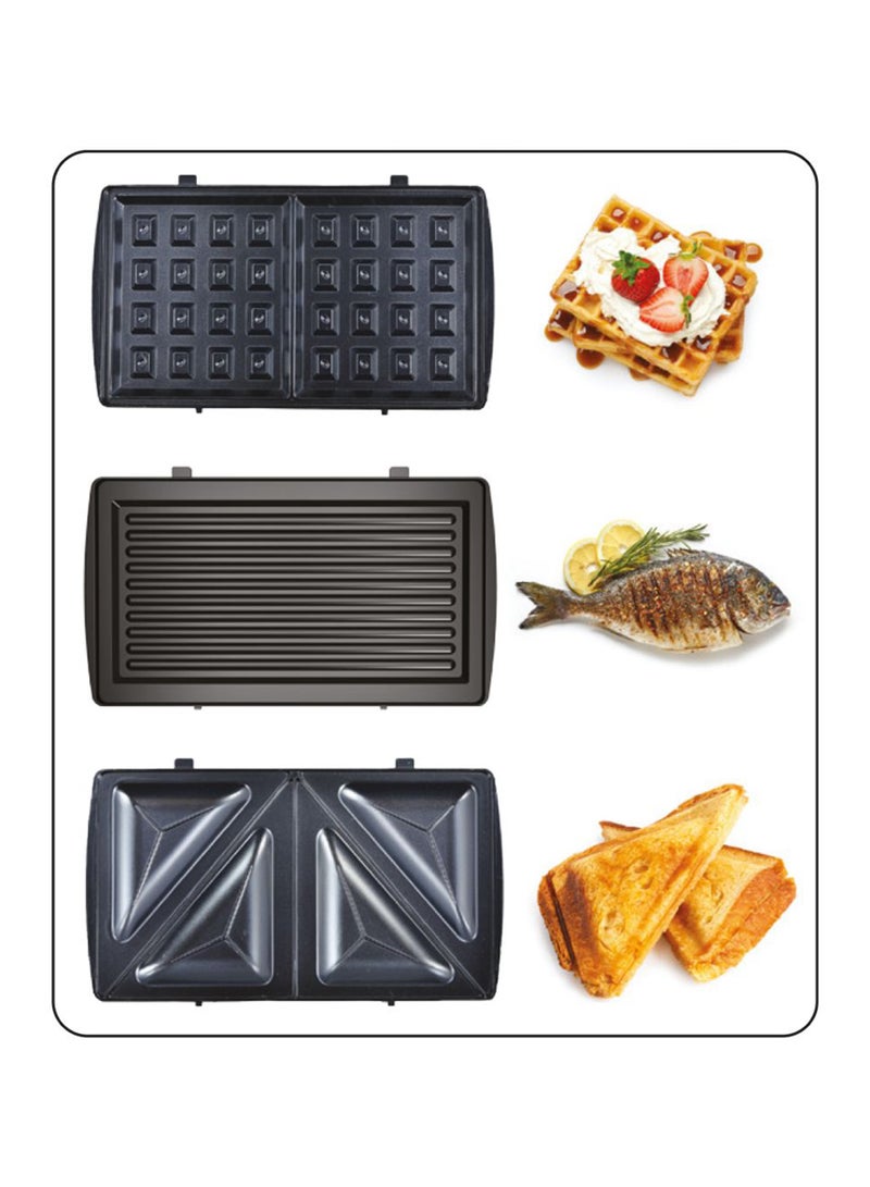 Sanford 3-in-1 Detachable Multi Toaster with Thermostatic Control, Non-Stick Plates for Sandwiches, Waffles and Grilling 750 W SF9955DMT Black  - Image 3