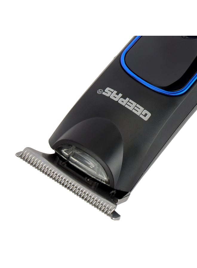 GTR8676 Rechargeable Beard Trimmer 3W -  Grooming Kit with Comfortable Grip With Stainless Steel Precision Cutting Blade Black/Blue