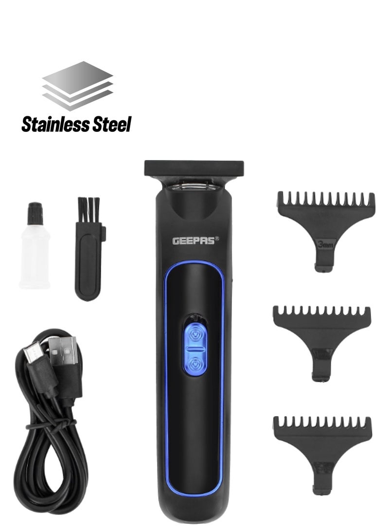 GTR8676 Rechargeable Beard Trimmer 3W -  Grooming Kit with Comfortable Grip With Stainless Steel Precision Cutting Blade Black/Blue