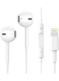 2-In-1 Handsfree With Lightning Cable For iPhone White