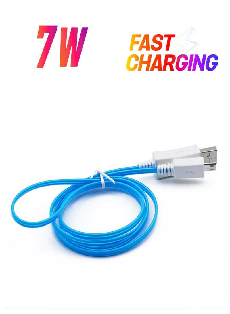 Voberry LED Micro USB Data Sync Charging Cable Blue/White - Image 1