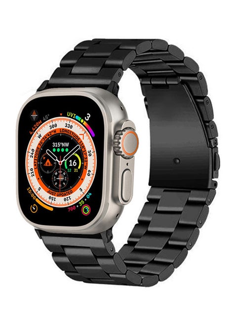 Stainless Steel Band Compatible With Apple Watch Band 49mm 45mm 44mm For iWatch Ultra 2/1 Series 9 8 SE 7 6 5 4 3 2 1 Luxury Durable Watch Band Black