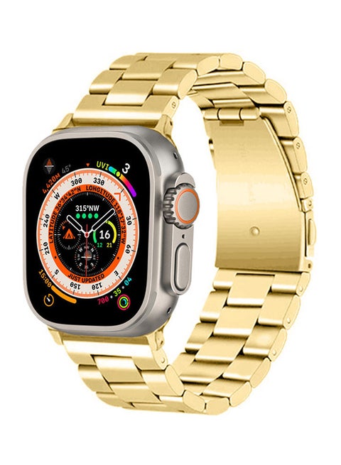 Stainless Steel Band Compatible With Apple Watch Band 49mm 45mm 44m For iWatch Ultra 2/1 Series 9 8 SE 7 6 5 4 3 2 1 Luxury Durable Watch Band Gold