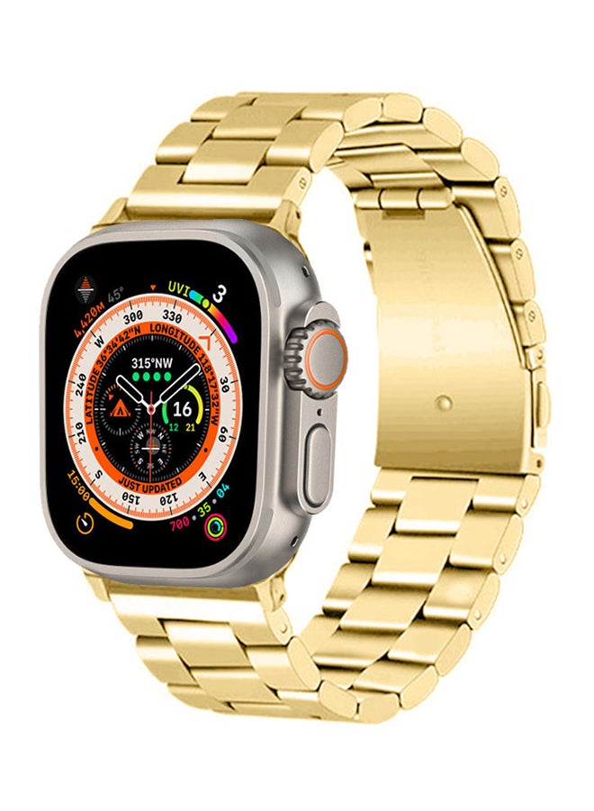 MARGOUN - Stainless Steel Band Compatible With Apple Watch Band 49mm 45mm 44m For iWatch Ultra 2/1 Series 9 8 SE 7 6 5 4 3 2 1 Luxury Durable Watch Band Gold - Image 1