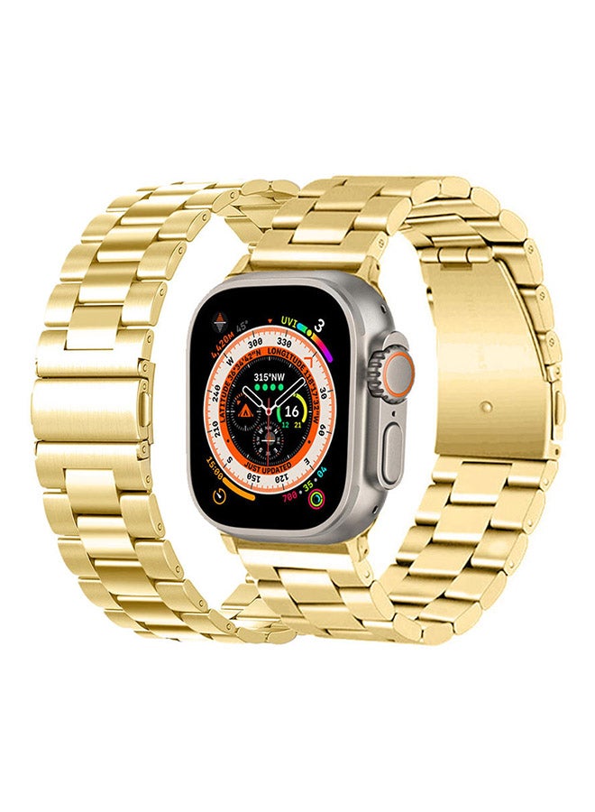 MARGOUN - Stainless Steel Band Compatible With Apple Watch Band 49mm 45mm 44m For iWatch Ultra 2/1 Series 9 8 SE 7 6 5 4 3 2 1 Luxury Durable Watch Band Gold - Image 1