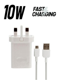 هواوي شاحن جداري مع كابل شحن بمنفذ مايكرو USB أبيض  - Image 1