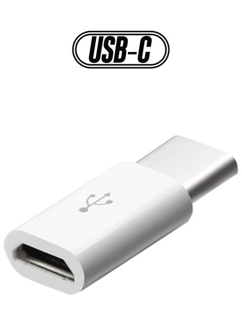 USB Type-C Male To Micro USB Connector Adapter White