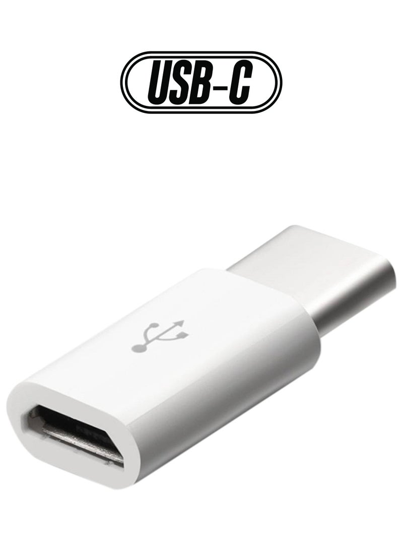 USB Type-C Male To Micro USB Connector Adapter White