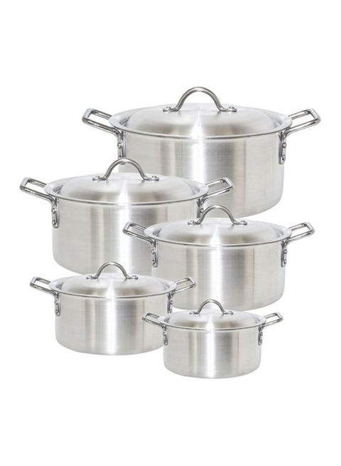 10-Piece Aluminium Cookware Set Silver 28cm
