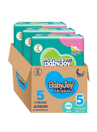 Compressed Diamond Pad Diaper, Size 5, Junior, 14-23 Kg, Giant Box, 198 Diapers - pnsku/N16108602A/45/_/1734692063/35141a0d-26e5-47b4-ac35-395ce172f373