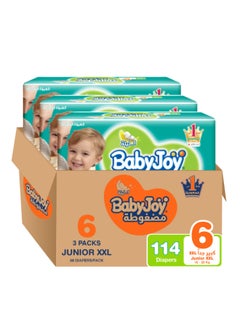 BabyJoy Compressed Diamond Pad Diaper Size 6 Junior XXL Mega Box 114 Count  - Image 1