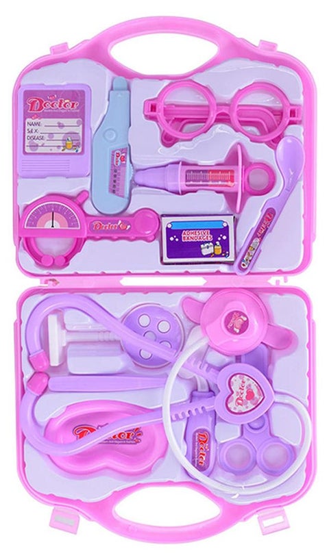 مجموعة ألعاب أدوات الإسعافات الأولية من دكتور برينتند، لون وردي، مجموعة ألعاب محمولة لعمر 4 سنوات فما فوق 10x10x5سم