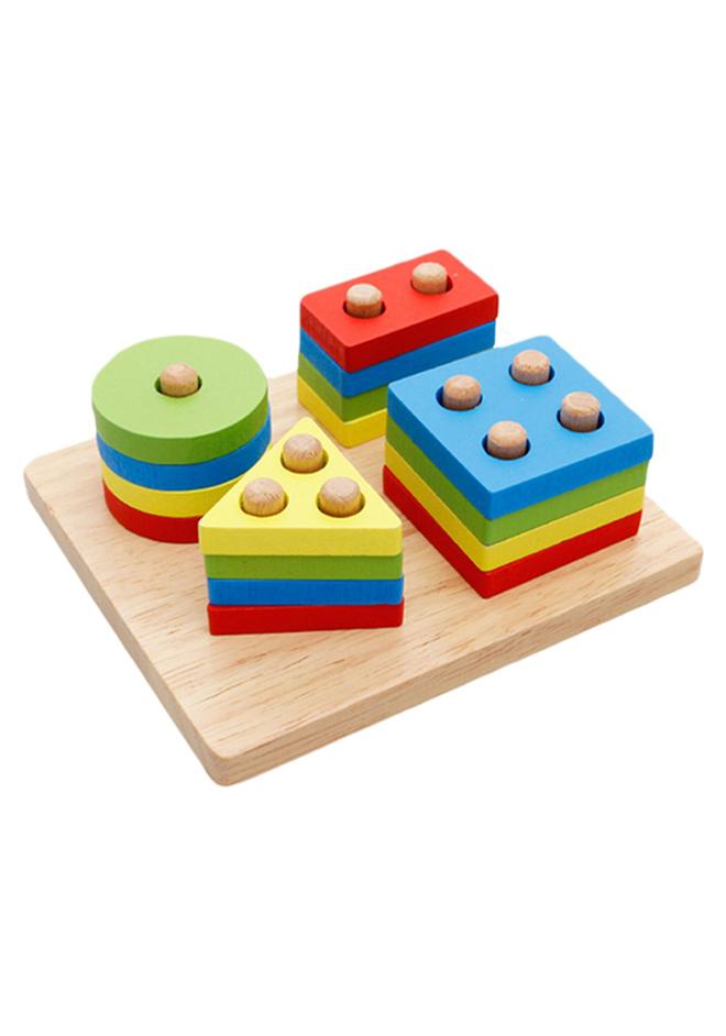 17 Pieces Geometry Shape Match Toys Cm Detachable And Removable Blocks For Upto 12 Months Age Group Kids 12x12x10cm - Image 1