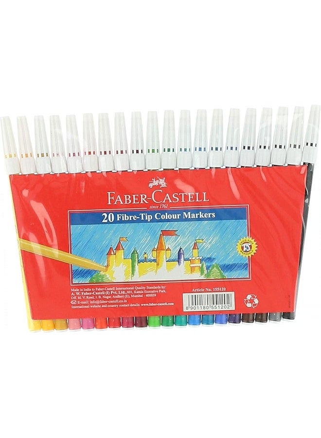 FABER-CASTELL - Faber-Castell 20 Fibre -Tip Color Marker 155120 Multicolour - Image 1