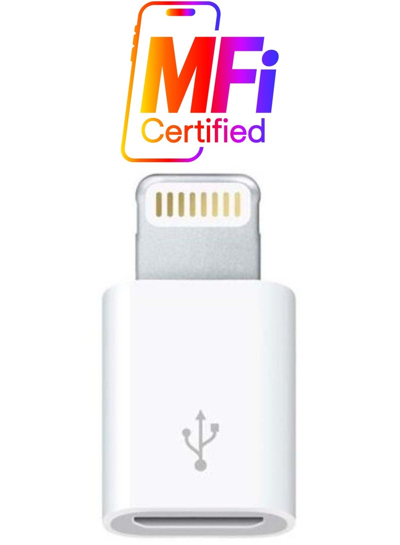 FINEC 8 Pin Micro USB Apple iPhone Adapter White 