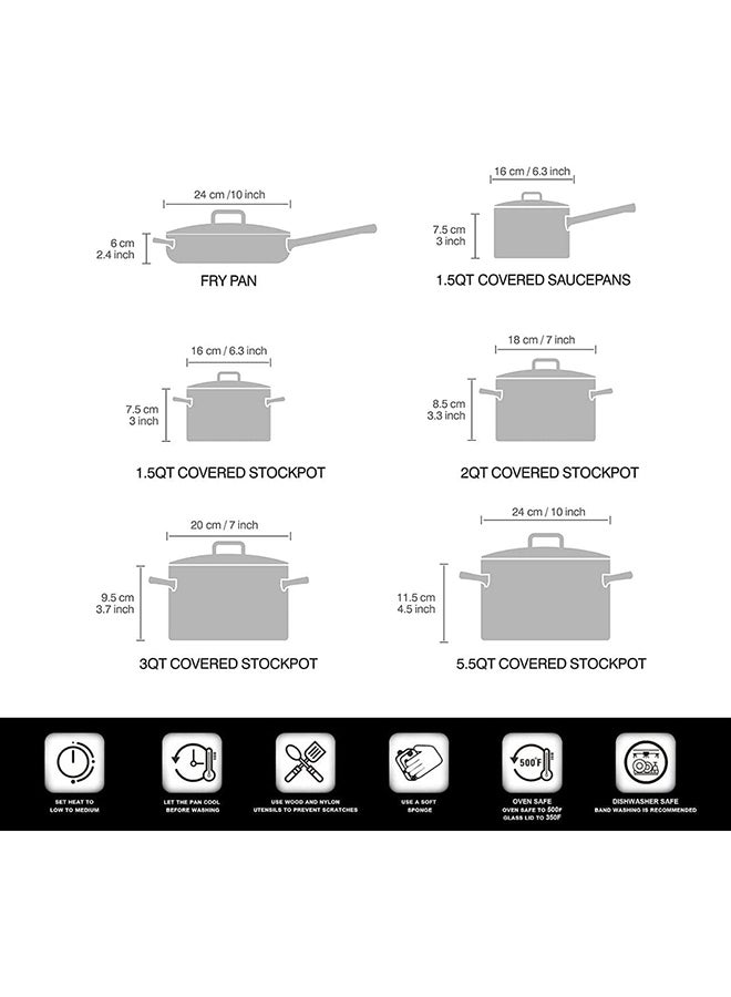 Wilson - 12-Piece Stainless Steel Durable Material Induction Compatible Base Cookware Set Includes 1xCasserole(22x11 cm),1xCasserole(24x12.5 cm),1xCasserole(26x12.8 cm),1xCasserole(18x9.5 cm) 1xSaucepan(33x8 cm),1xFry Pan(24x6 cm),6xLid Stainless Steel - Image 1