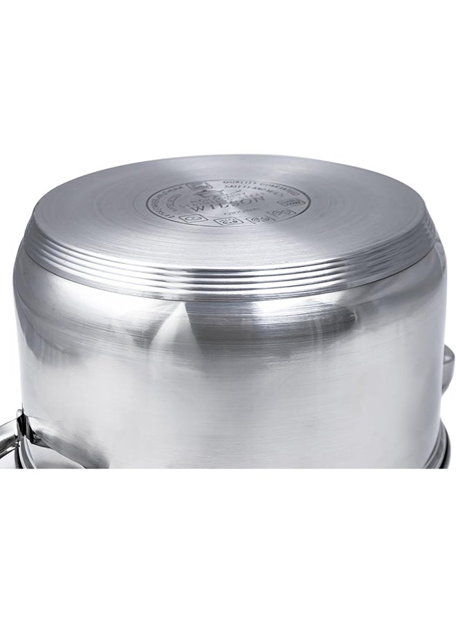Wilson - 12-Piece Stainless Steel Durable Material Induction Compatible Base Cookware Set Includes 1xCasserole(22x11 cm),1xCasserole(24x12.5 cm),1xCasserole(26x12.8 cm),1xCasserole(18x9.5 cm) 1xSaucepan(33x8 cm),1xFry Pan(24x6 cm),6xLid Stainless Steel - Image 1