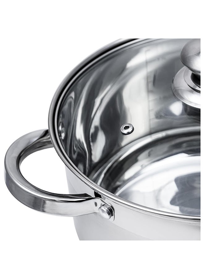 Wilson - 12-Piece Stainless Steel Durable Material Induction Compatible Base Cookware Set Includes 1xCasserole(22x11 cm),1xCasserole(24x12.5 cm),1xCasserole(26x12.8 cm),1xCasserole(18x9.5 cm) 1xSaucepan(33x8 cm),1xFry Pan(24x6 cm),6xLid Stainless Steel - Image 1