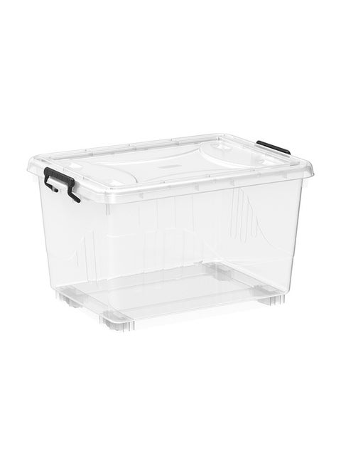 33L Clear Plastic Storage Box With Wheels & Lockable Lid Transparent 33.0Liters