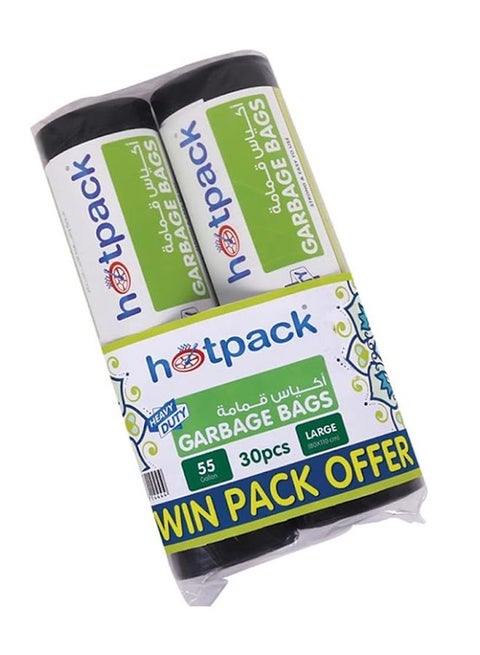 Heavy Duty Garbage Bags Large 55 Gallon 30 Pieces Twinpack Black 80x110cm