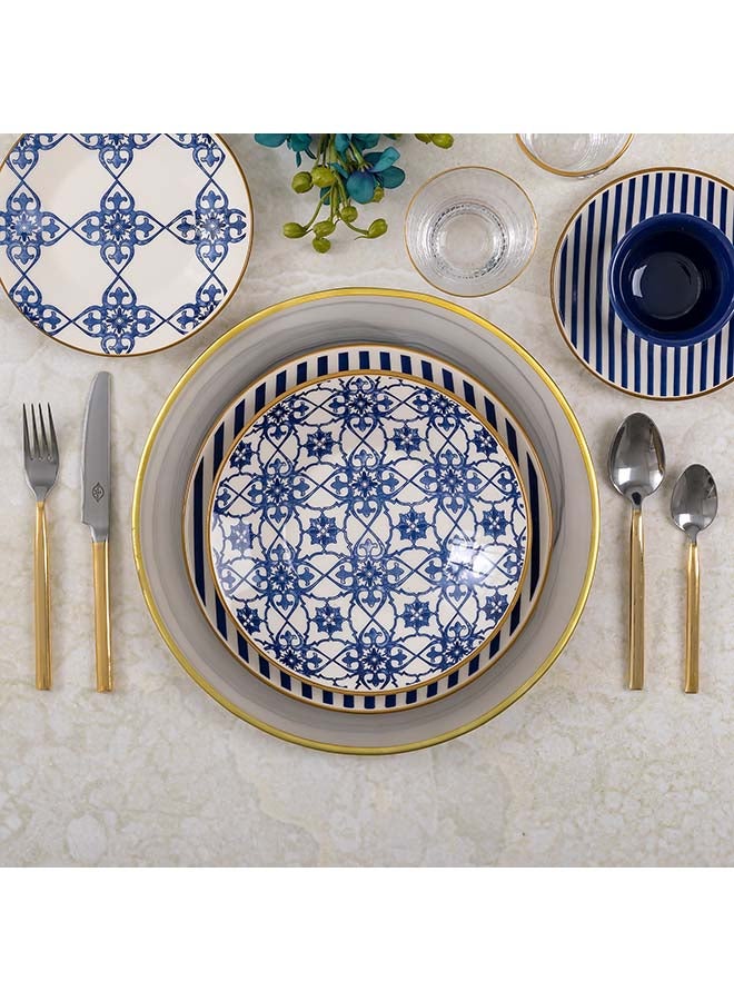 Oxford - 20-Piece Porcelain Dinner Set Blue/White - Image 1