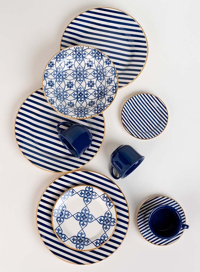 Oxford - 20-Piece Porcelain Dinner Set Blue/White - Image 1