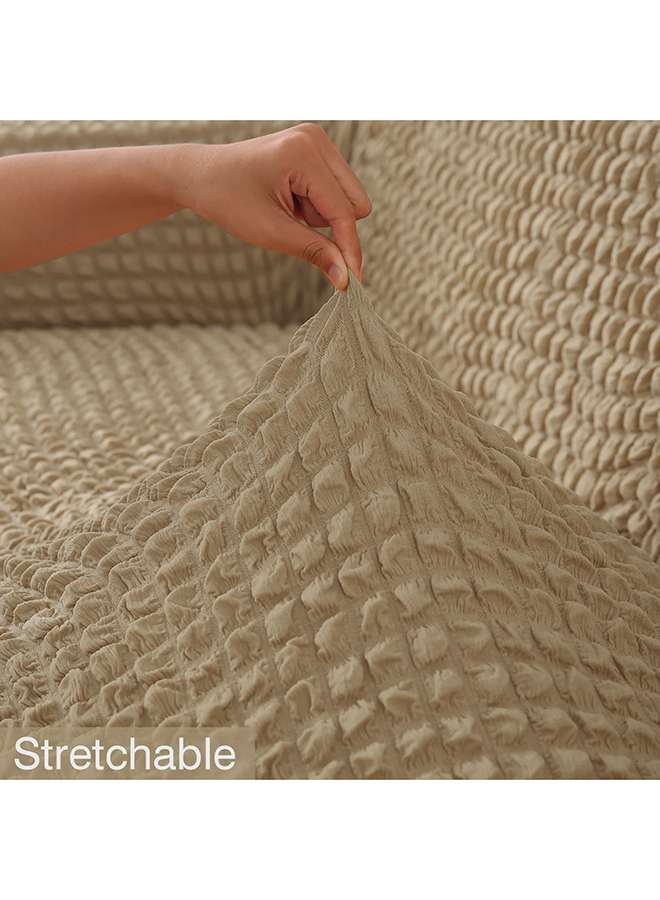 Fabienne 7 Seater (3+2+1+1) Super Stretchable Anti-Wrinkle Slip Resistant Sofa Cover Set Camel Beige Camel 220x100x100cm  - Image 3