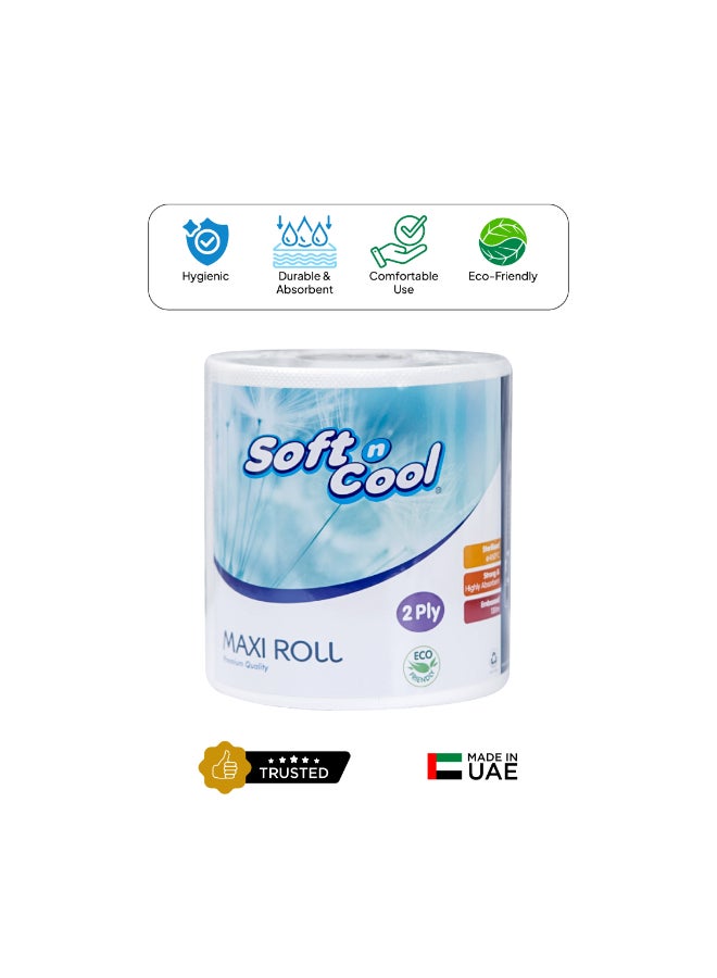 2 Ply Maxi Roll Embossed 2 Roll White 130meter