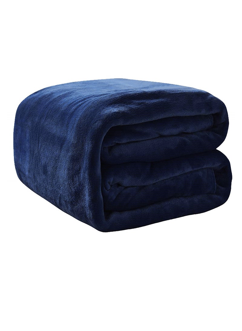 Fabienne Premium Quality Long Lasting Bed Blanket 200x220cm Silky Soft 280 GSM Light Weight Throw Blanket King Size Fluffier Washable Blanket Microfiber Navy 200 X 220cm - Image 1