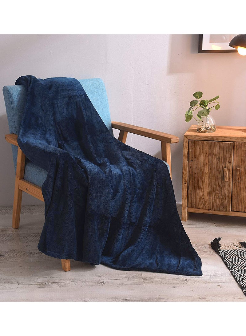Fabienne Premium Quality Long Lasting Bed Blanket 200x220cm Silky Soft 280 GSM Light Weight Throw Blanket King Size Fluffier Washable Blanket Microfiber Navy 200 X 220cm - Image 3